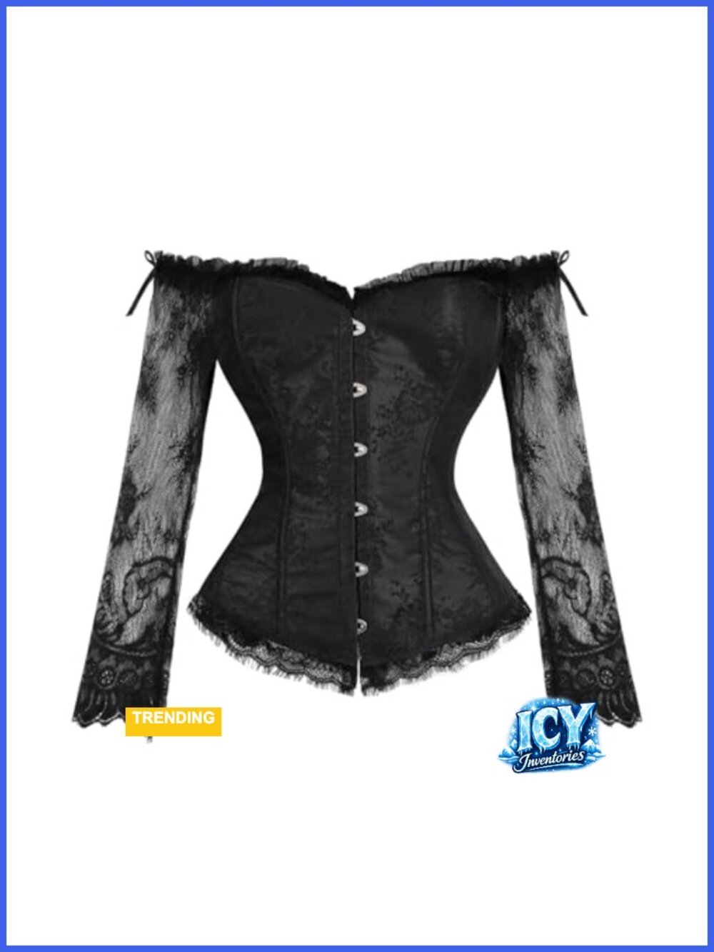 Lace Corset Top Gothic Long Sleeve Bustier Off Shoulder Steampunk Bodyshaper